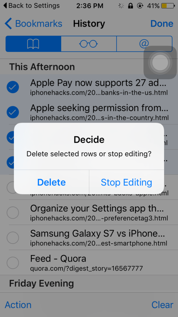 SafariHistory: come rimuovere più elementi della cronologia di Safari in una sola volta [Jailbreak Tweak]