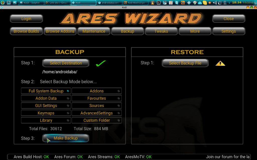ares backup