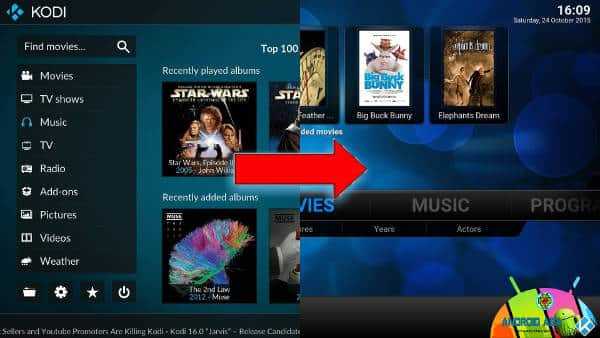Come “trasformare” Kodi 17 in Kodi 16 (Skin Confluence)