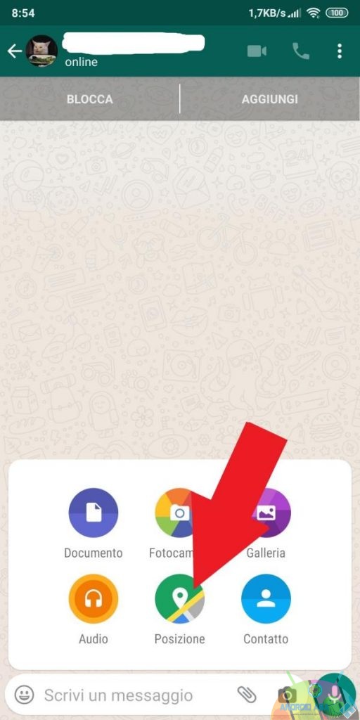 whatsapp posizione