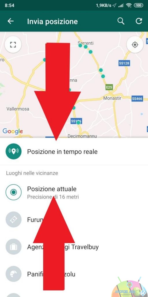 posizione in tempo reale