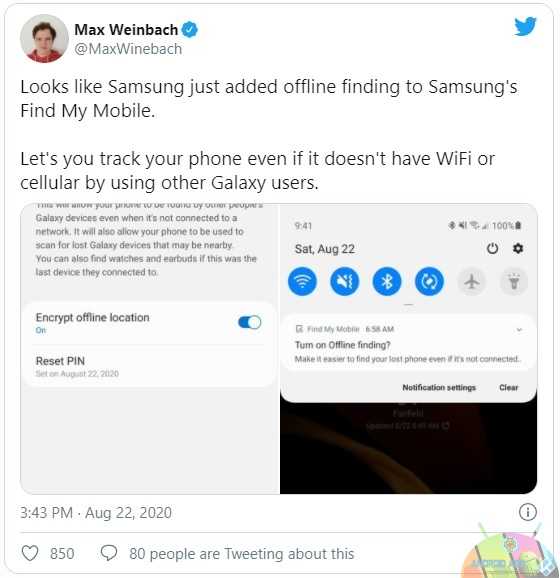 samsung ricerca offline tweet