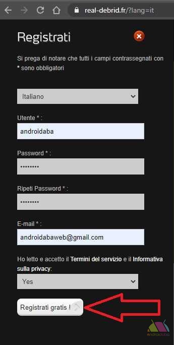 Real debrid registrazione